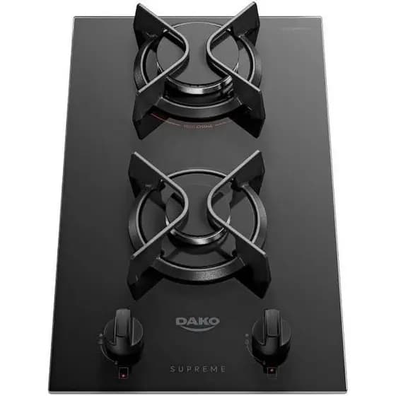 Fogão Cooktop À Gás 2 Bocas Dako Supreme com Mesa de Vidro Preto Bivolt