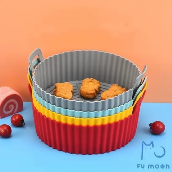 Forma De Silicone Para Air Fryer Forno Microondas Fritadeira Assadeira – Reutilizável Antiaderente Flexível