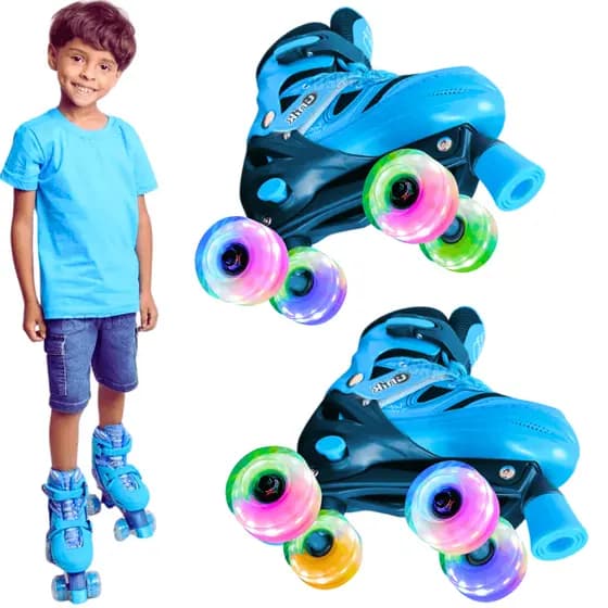 Patins quad para aprender a andar 4 rodas com led nivel fácil iniciante amador criança 5 a 13 anos