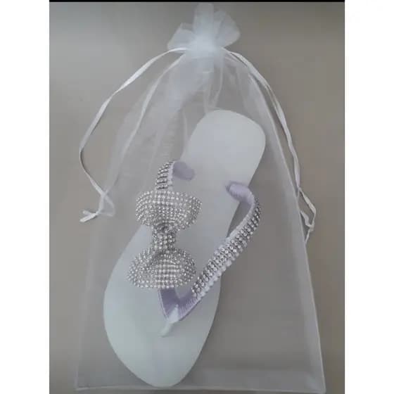 100pçs de saquinhos de organza Branco 20x30cm (chinelo)
