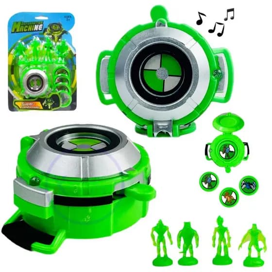 Super Lançador Omnitrix Ben10 Lançada Discos Com Aliens Que Emite Som E Luz Led