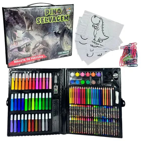 Maleta De Pintura Infantil Para Colorir Com Desenhos 150 Peças