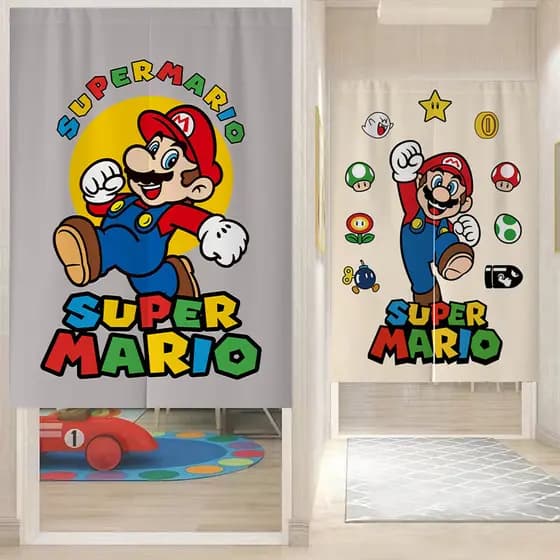 Cortina divisória de porta de tecido Super mario, desenho animado, desenho animado, quarto infantil, mario, bloco, meia