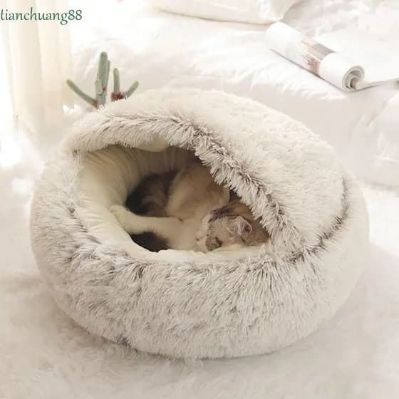 Cama De Gato TIANCHUANG Redonda 2 Em 1 Caverna Quente Saco De Dormir Interior Para Animais De Estimação Suprimentos De I