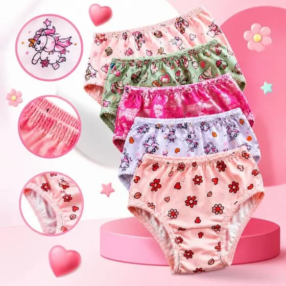 Kit Calcinha Infantil Menina Malha Estampada Forro 100% Algodão P ao GG 5 ou 10 Unidades
