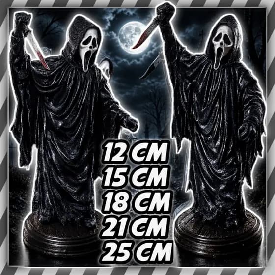 Action figure ghostface 3D estilo terror 12,15,18,21,25cm