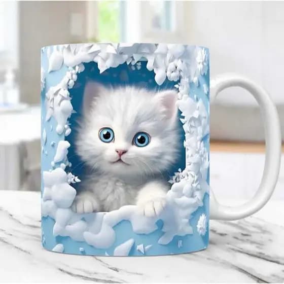 Caneca Gatinho personalizada impressão realista / caneca ceramica/ caneca estilo 3d Gatinho