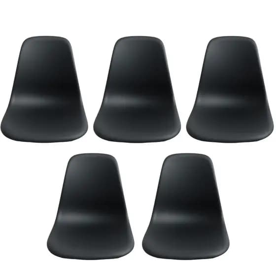 Kit C/5 Banco Para Assento Preto Da Cadeira Charles Eames Eiffel Polipropileno