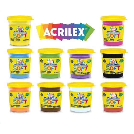 Massinha de Modelar Colorida 500 gramas Soft - Acrilex