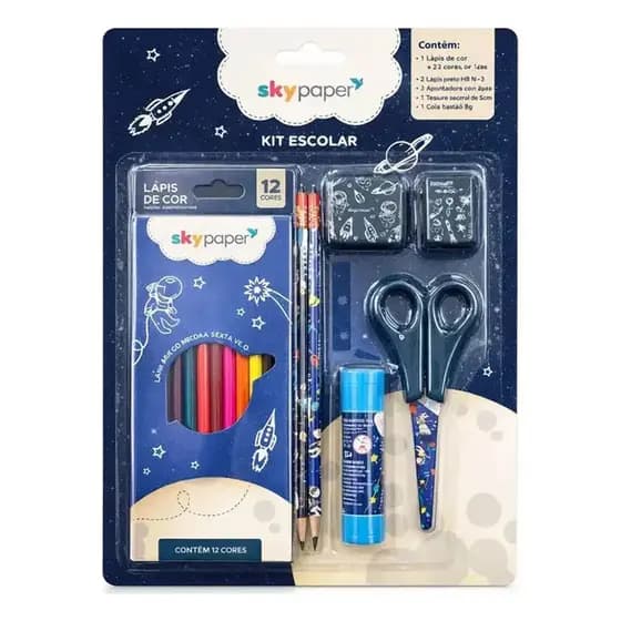 KIT ESCOLAR 7 PCS ASTRONAUTA SKY PAPER