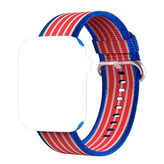 Pulseira Nylon Fecho Vermelho-Azul Compatível com Apple Watch