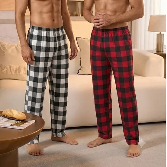 01 Calça De Pijama Masculina Xadrez FINA e LEVE