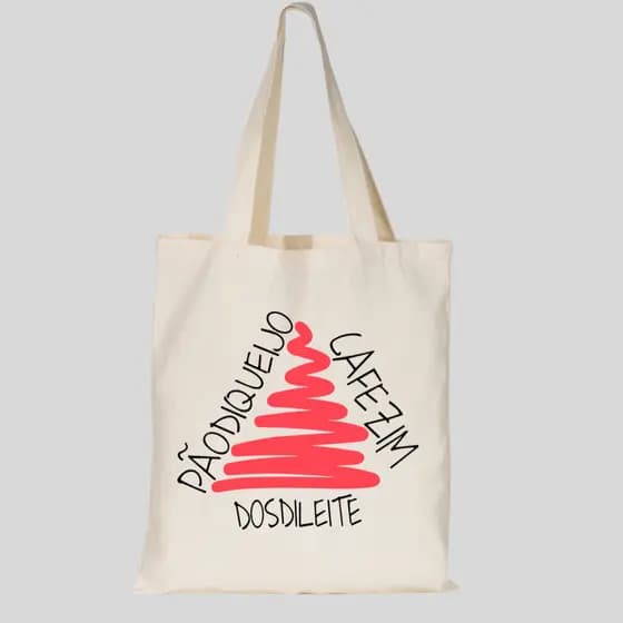 Bolsa Ecologica Ecobag "PÃODIQUEIJO+CAFEZIN" 100% algodão minas