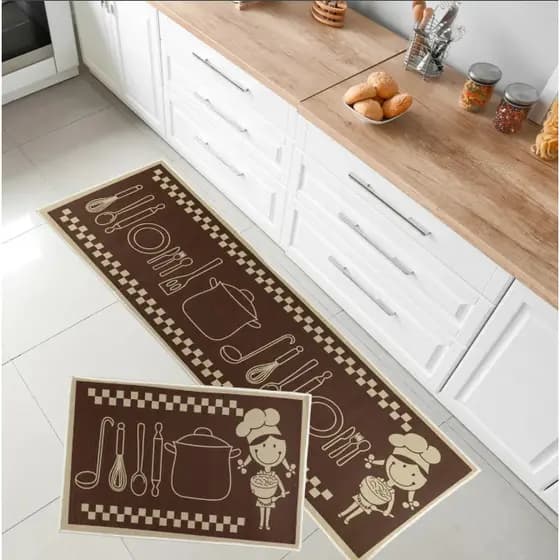 Kit 2 peças Jogo de Cozinha Passadeira Antiderrapante