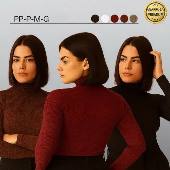Blusa Feminina Manga Longa Anarruga Gola Alta Elegância e Conforto blusinha outono inverno 2025