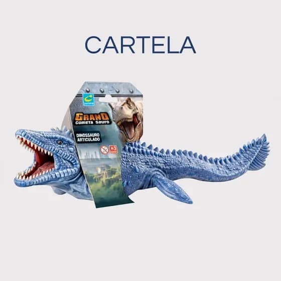 Dinossauro Mossassauro cartela 30cm brinquedo infantil vinil macio realista
