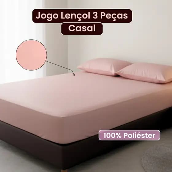 Jogo de Lençol Casal Padrão 3 Peças Micropercal 400 Fios Macio Com Ponto Palito