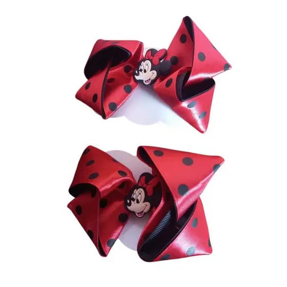 2 Laços Minnie Infantil Personalizados Menina Bebê Criança Mundo Rosa Tiara