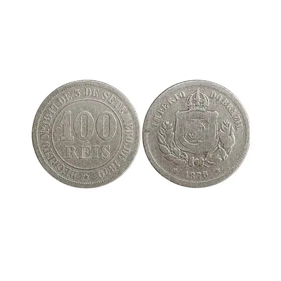 Moeda Antiga 100 Reis Ano 1876 Império De Dom Pedro II