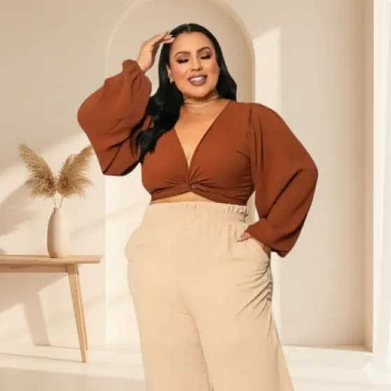 Blusa Manga Longa Casual Feminina Plus Size