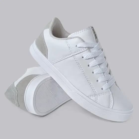 Tênis Infantil Masculino para Escola Juvenil Estilo Skatista Leve Macio Preto Branco 70063