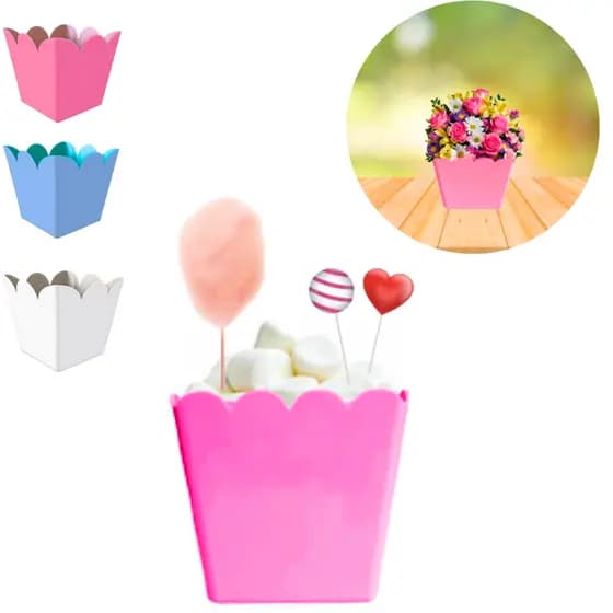 16 Mini Cachepot Papel Cartonado Porta Doces Centro De Mesa Decoração Festa Aniversário Lembrancinha