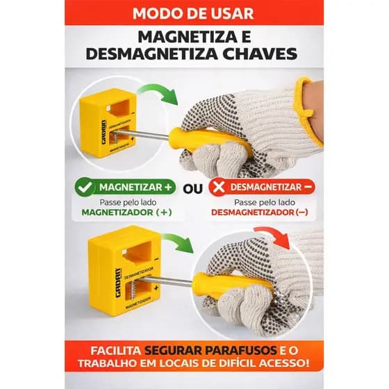 Magnetizador e Desmagnetizador de Chaves – Fixador de Parafusos Ferramenta Prática