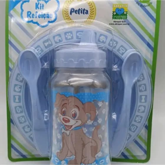 Kit Refeição Infantil 4 Itens PETITA - Pratinho Papinha Bebê + Copo de Treinamento + 2 Colheres - LIVRE BPA