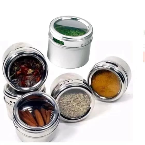 Pote Para Tempero Condimento de Inox Magnético - Porta Tempero - Com Imã