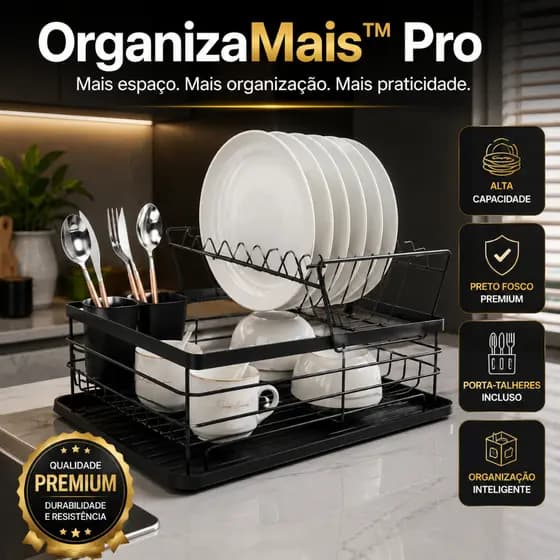 Escorredor De Louças Duplo 2 Andares Preto Fosco Porta Talheres Organizador De Pia Cozinha Moderna Alta Ca