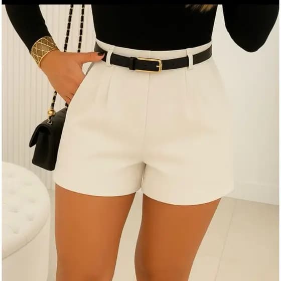 short alfaiataria com bolso e zyper