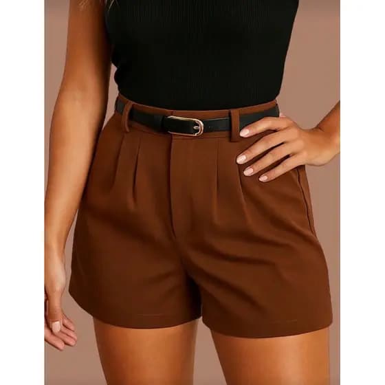 short alfaiataria sem cinto cintura alta Sara