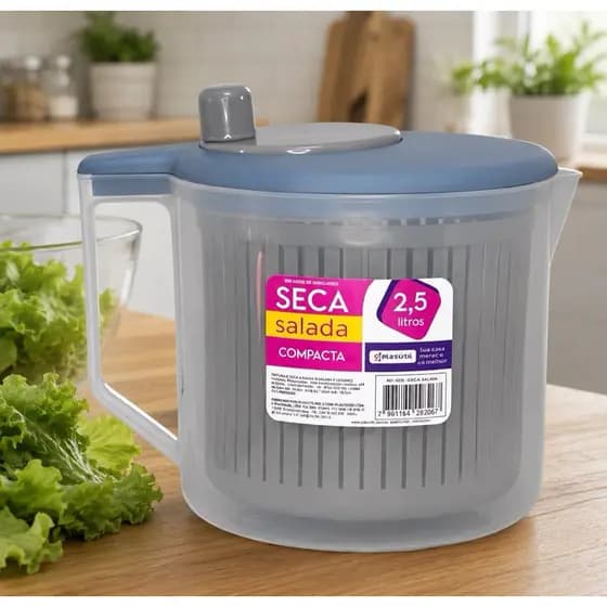 Centrífuga Compacta Seca Salada 2,5 Litros Secador Manual Folhas Verduras Frutas Vegetais Promoção!!