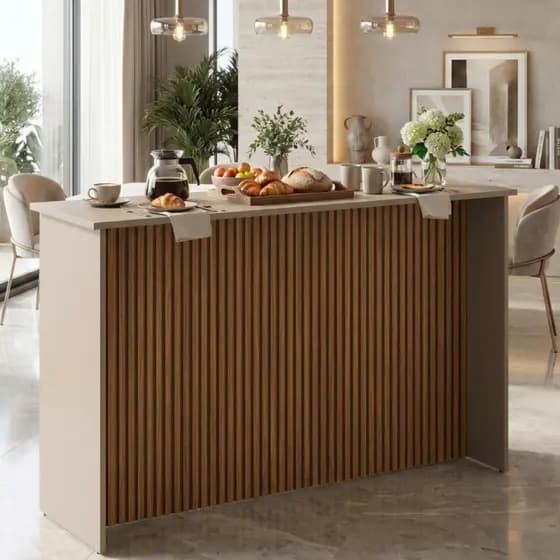 Bancada Gourmet Cozinha Ilha Americana Ripado 3D Moderno Mesa Balcão Lançamento Itália