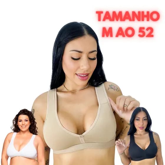 Kit 3 Sutiã Alça Espuma Acolchoado Comum ao Plus Size Sem Bojo Soutien Reforçado Sustentação Sutian