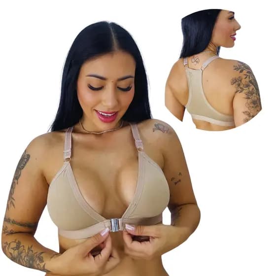 Sutiã Nadador Reforçado Alça Larga Sem Bojo Microfibra Fecho Frontal MAYU Comum e Plus Size Academia