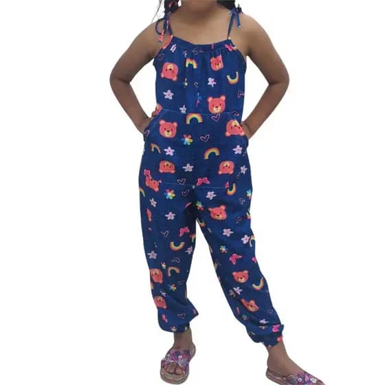Macacão Infantil meninas, verão em tecido crepinho Tam. 4 a 14