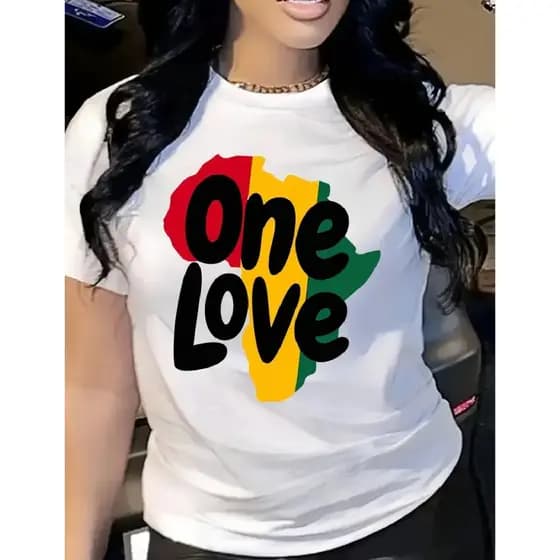 Camiseta manga curta feminina one love colorida em algodão pronta entrega