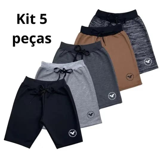 Kit 5 Bermudas short Infantil Masculina Moletom Moletinho Menino criança várias cores 02 a 12 anos