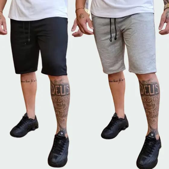Kit 2 Bermudas Lisas Masculinas Moletom Moletinho Sem Estampa Academia Treino