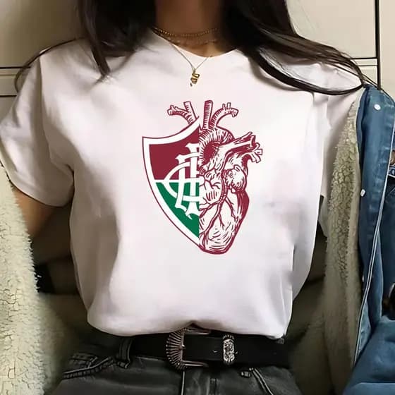 Camisa Do Fluminense Coraçao Flu Camiseta Do Nense Feminina