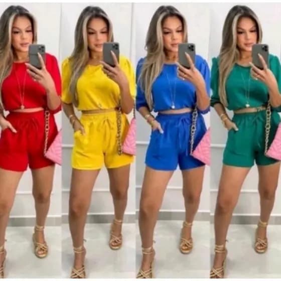 Conjunto Feminino Crepe Duna Individual De Mulher Moda Verão Elegante