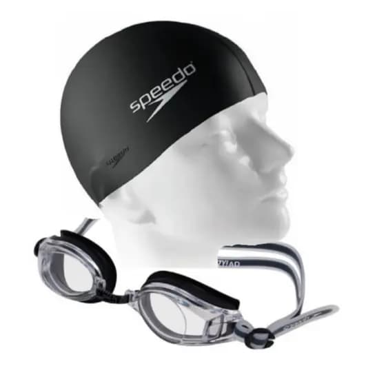 Kit Natação Speedo Óculos Izy AD Ajustável Proteção UV + Touca Flat Silicone