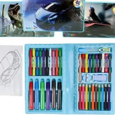Kit Escolar 48 Peças Lápis Giz Colorir Sortidos