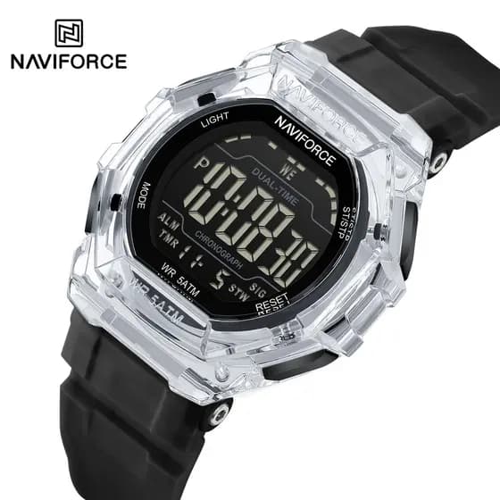 NAVIFORCE NF7136 Rel贸gios Digitais Para Homens 脌 Prova D'谩gua Esportivos LCD Digital Luz Cron么metro Rel贸gio Multifuncion