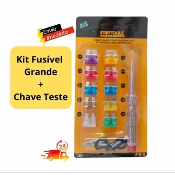 kit Chave de teste C/10 Fusíveis e 1 Cabo