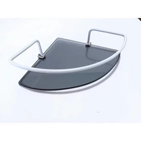 Porta Shampoo Canto Branco Com Base De Vidro Fume