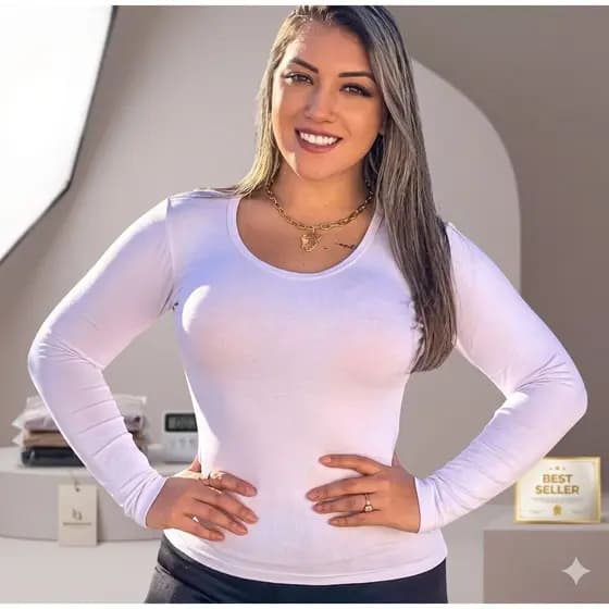 Blusa Feminina Segunda Pele Decote U em Suplex