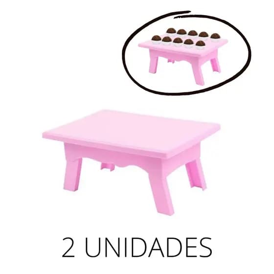 KIT 2 Mesinha Decorativa Aniversario Porta Suporte Doces Decoração (16 CORES) MR