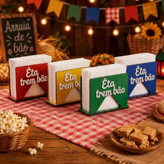 Porta-Guardanapos Juninos com 4 Peças para Mesa arraiá são joão festa